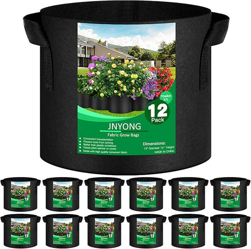 12-Pack 7 Gallon Thickened Non-Woven Grow Bags, Aeration Fabric Pots by JNYONG