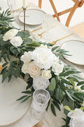 Artificial Flower Garland, 6 ft Ivory Eucalyptus Vine with Roses