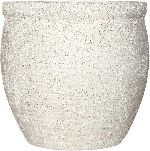12" Dia Fiberstone Planter – Modern Farmhouse Indoor/Outdoor Flower Pot by HaispringArtificialTree