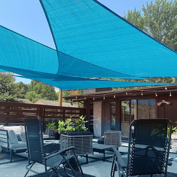 LOVE STORY Custom Size 6'x7'x9.2' Turquoise Blue Sun Shade Sail Right Triangle by LOVESTORY