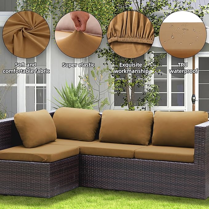 Sofa Covers for Outdoor Cushions, Stretch Polyester Spandex, Multi-Piece Set