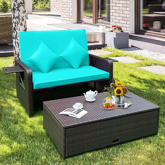 COSTWAY Patio Rattan Daybed - Image 2