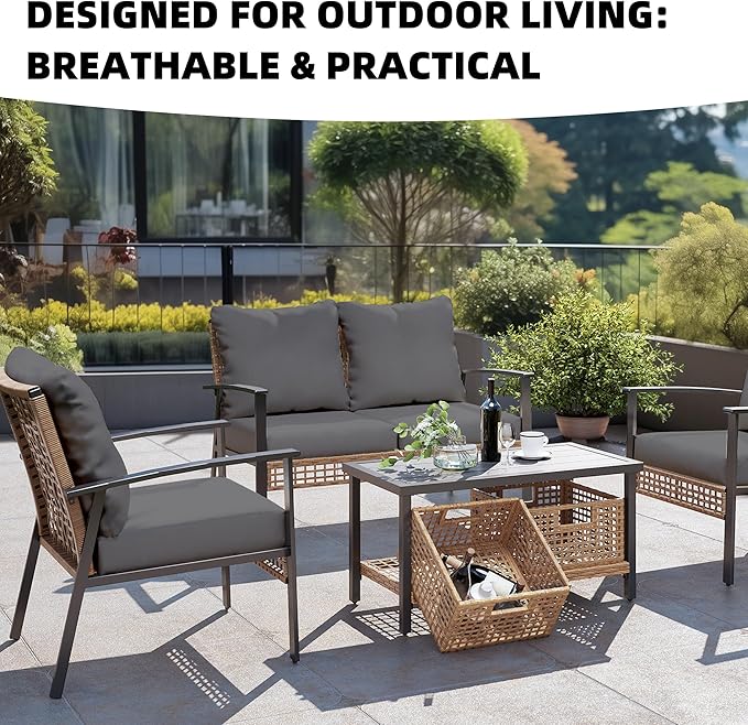 Cushion Covers, 8 Pack Grey Stretch Outdoor Patio Cushion Slipcovers