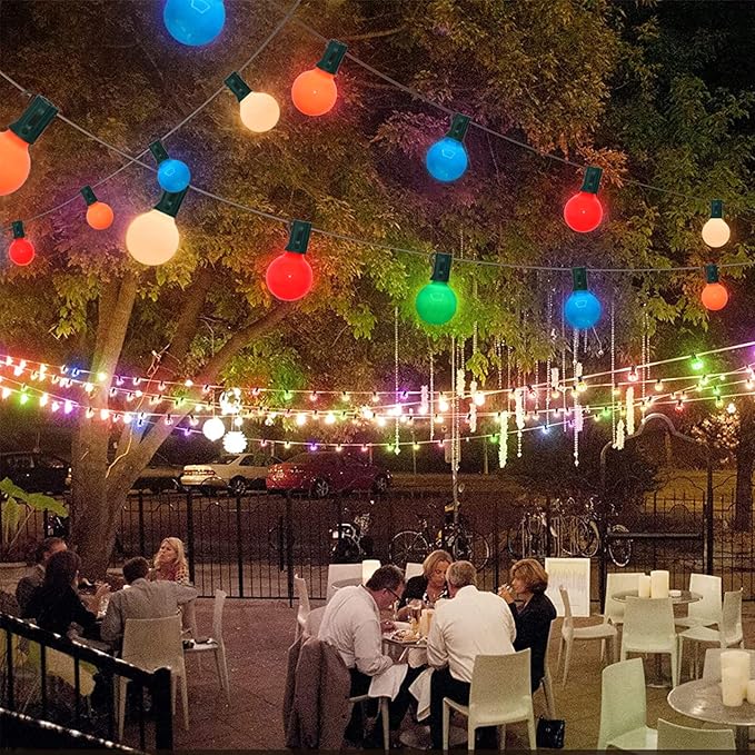 String Lights 25 Ft G40 Ceramic Multicolor Bulbs for Outdoor Use