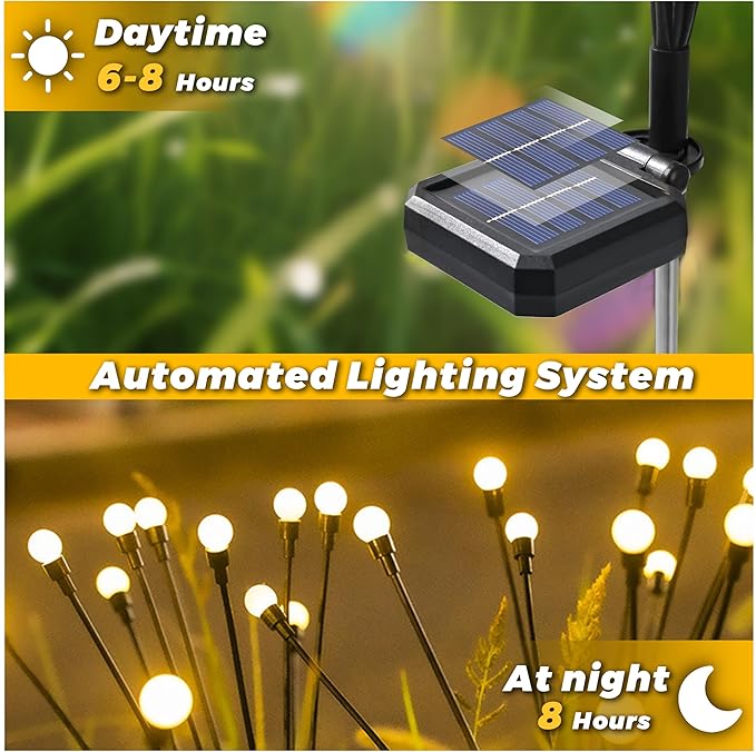Solar Lights Outdoor-8Pack 64LEDs Solar Garden Firefly Lights Outside, Solar - Image 8