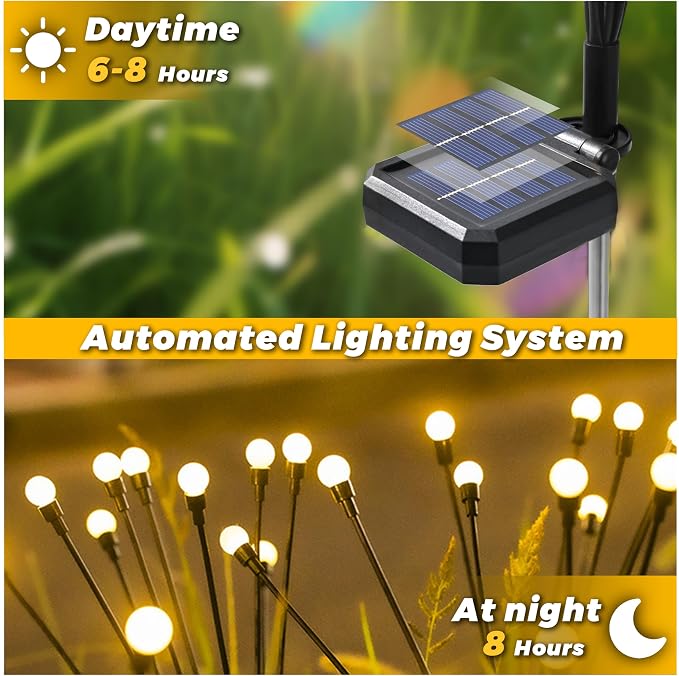Solar Lights Outdoor-4Pack 32LEDs Solar Garden Firefly Lights Outside, Solar - Image 7