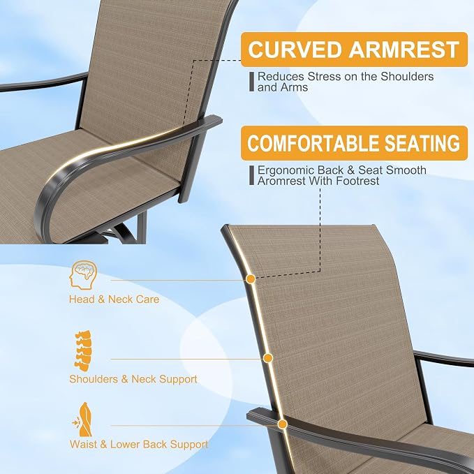 GarveeLife 2 Piece Outdoor Swivel Bar Chairs, Patio High Swivel Bar Stools - Image 5