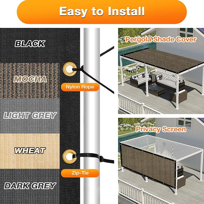 Artpuch Outdoor Pergola Shade Cover 18x23 FT Sun Shade Cloth - Image 5