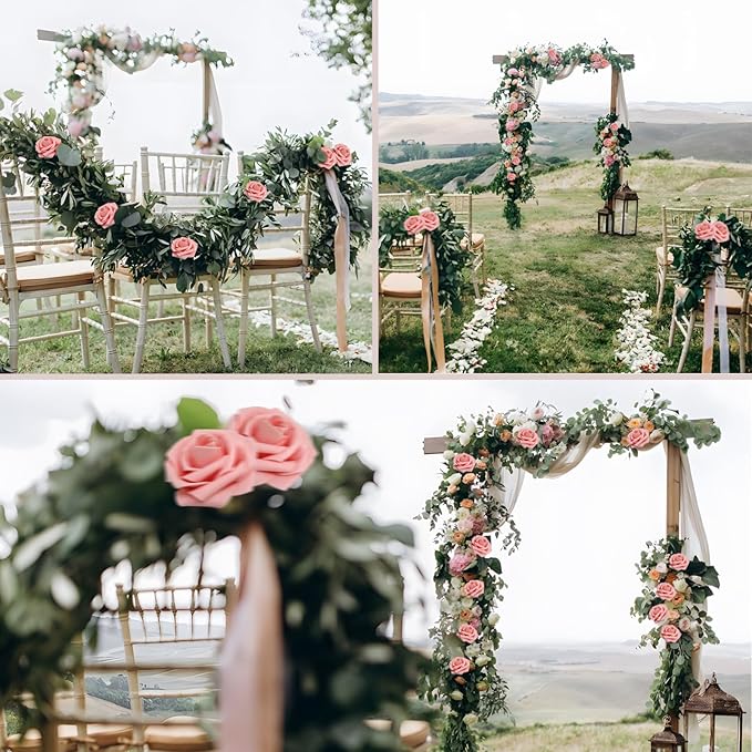 Artificial Flowers: 200 Pink Roses with 100 Leaves, Wired Stems