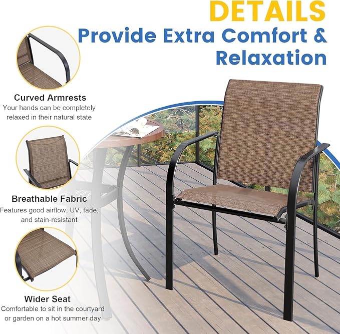 VICLLAX Patio Dining Set for 6, Outdoor Furniture Set Includes 47.2" Round - Image 6