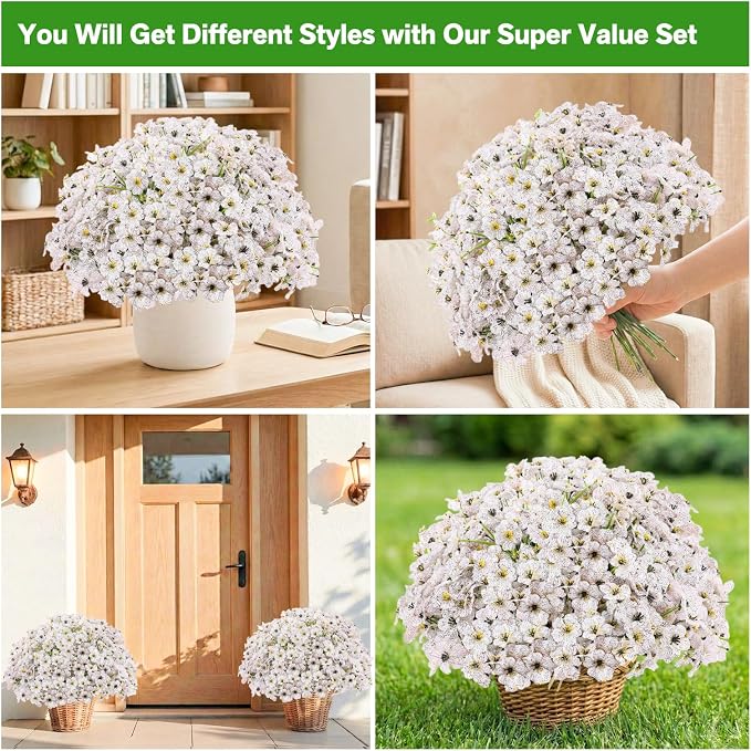 22 Pack Artificial Flowers Outdoor Fake Plants, Faux Flowers UV Resistant - Image 3