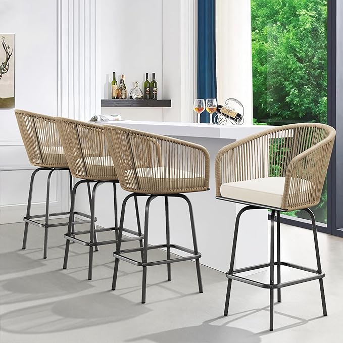 YITAHOME Counter Height Bar Stools Set of 4, Outdoor Bar Stools by YITAHOME