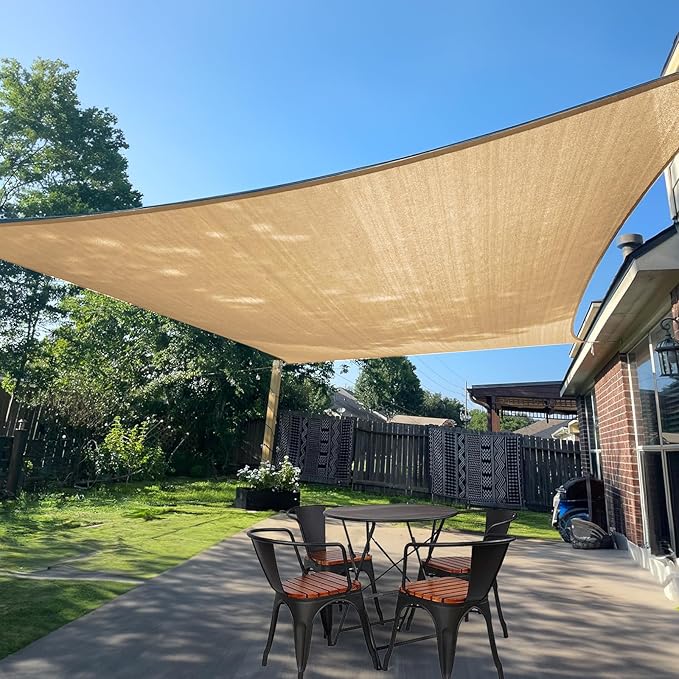 SUNLAX Sun Shade Sail 10' x 13' Sand Rectangle Canopy Sail Shade Cover UV Block by SUNLAX