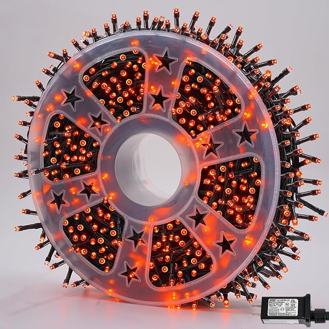 String Lights, 500 LED, 165ft Outdoor Waterproof, Orange