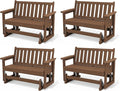 SERWALL Outdoor Glider Bench Set of 4, HDPE Weather-Resistant Swinging Bench by SERWALL