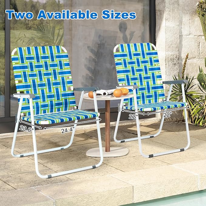 VINGLI Oversize Patio Lawn Webbed Folding Chairs Set of 2, Outdoor Beach Chair - Image 4