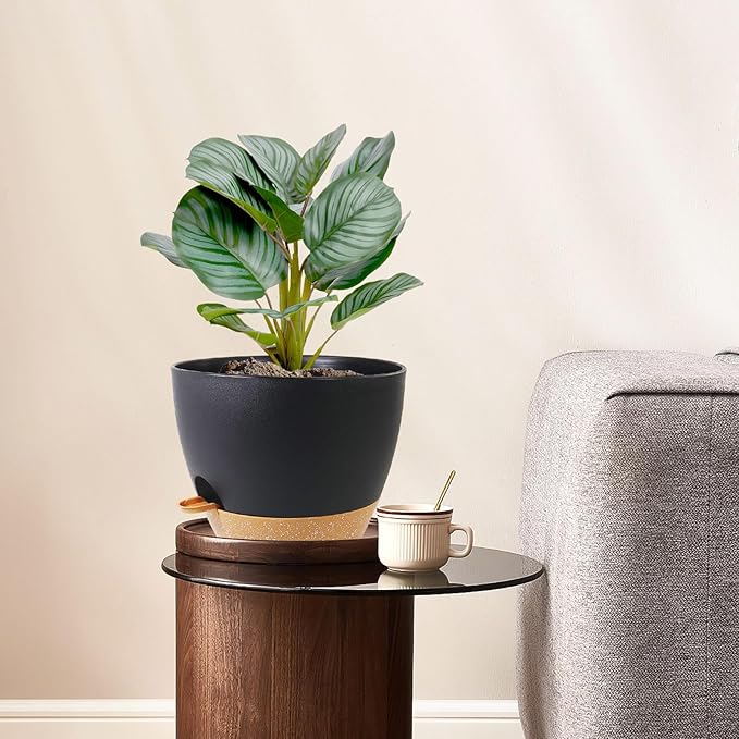 8 inch Self Watering Pots, 2 Pack Plastic Planters - Image 2