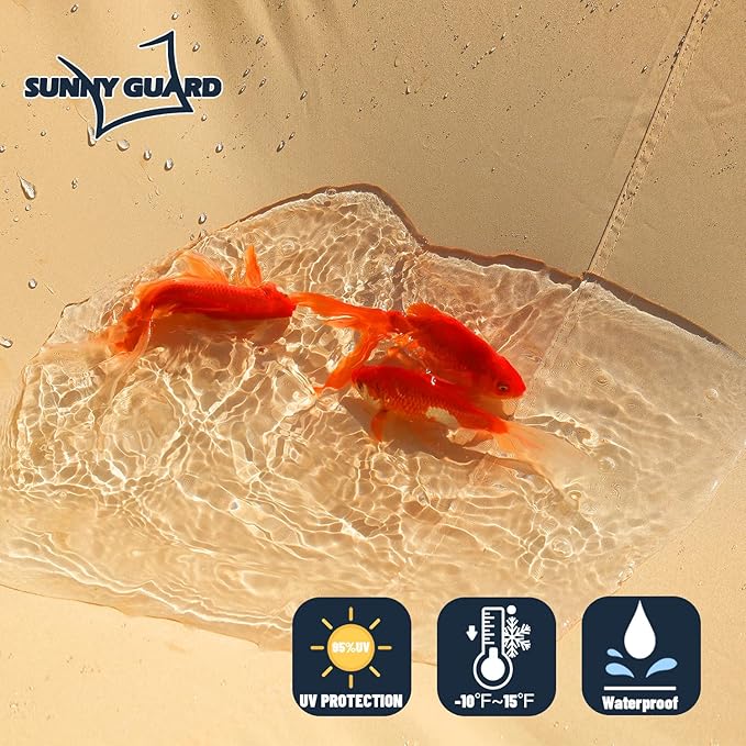SUNNY GUARD Waterproof Sun Shade Sail 9'x9'x9' Sand Triangle UV Block Sunshade - Image 2