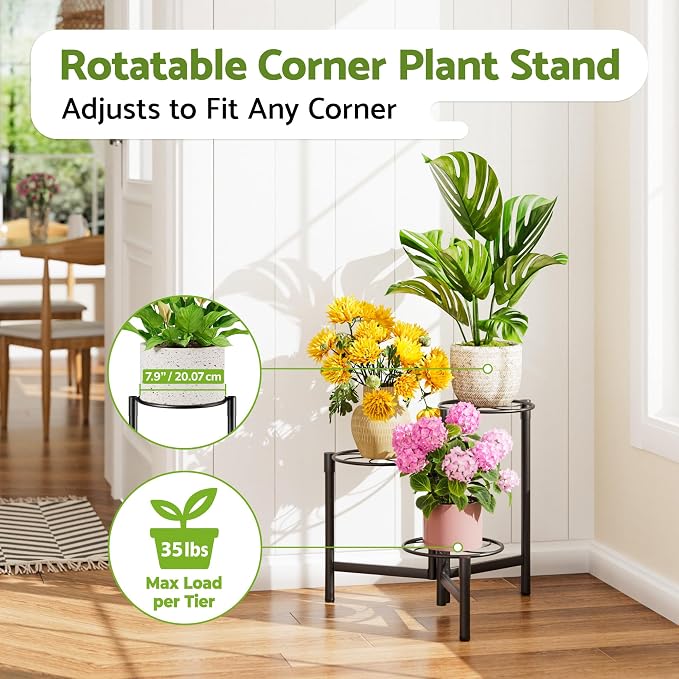 3 Tier Plant Stand Outdoor Tall Metal Corner Plant Stand - Image 2