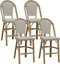 PURPLE LEAF French Counter Height Bar Stool Set of 4 25" Bamboo Print Finish by PURPLELEAF