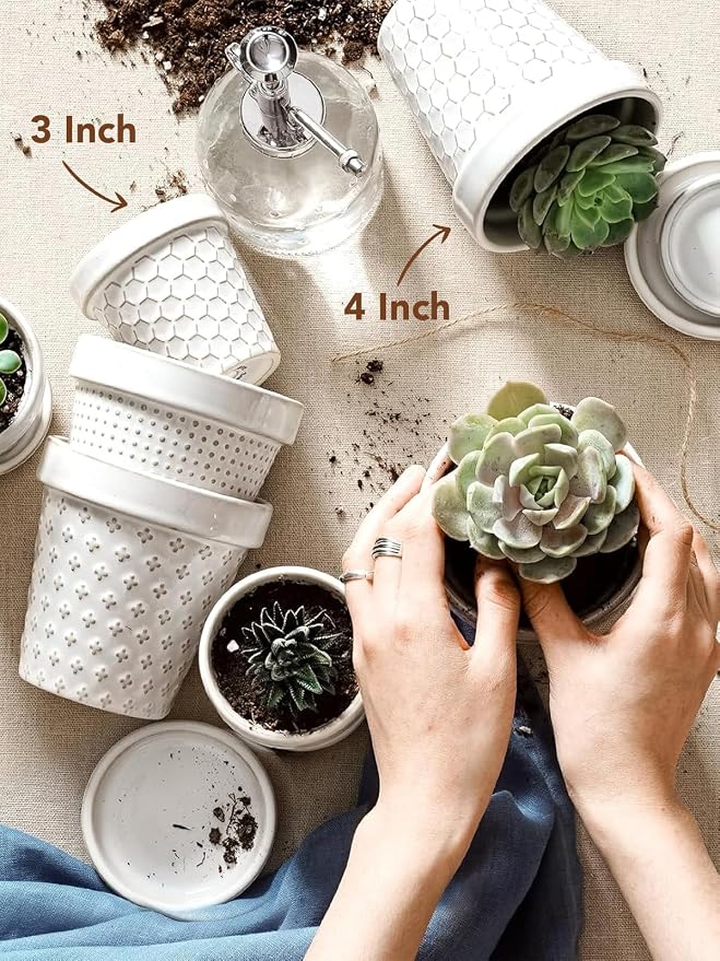 LE TAUCI Ceramic Succulent Pots, 4 Inch Small Plant Pot - Image 3