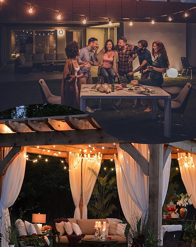 String Lights 200 ft Outdoor Patio with 100 G40 Shatterproof Bulbs