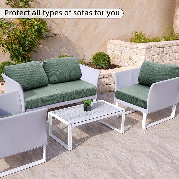 Cushion Covers Set for Patio Furniture, Stretch Fit, 92% Polyester