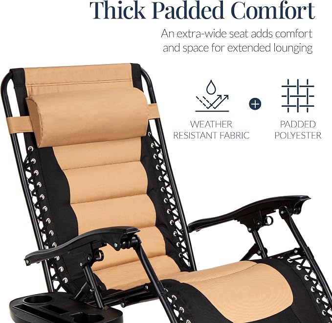 Best Choice Products Oversized Padded Zero Gravity Chair, Folding Outdoor Patio - Image 4