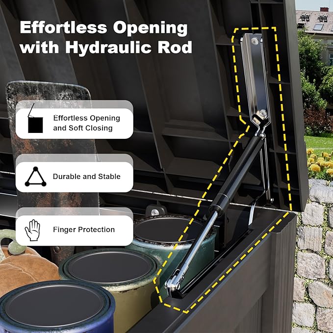 DRATO 150 Gallon Outdoor Storage Box, Large Waterproof Deck Box, Lockable Resin - Image 3
