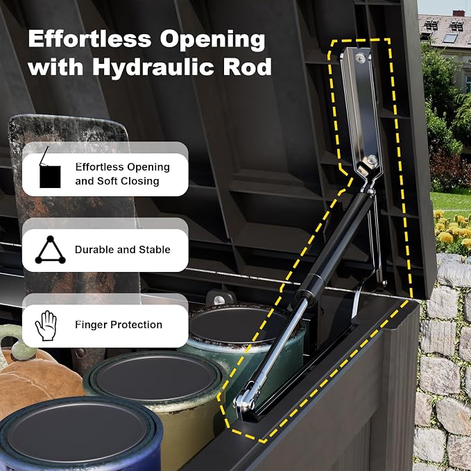 DRATO 180 Gallon Outdoor Storage Box, Large Waterproof Deck Box, Lockable Resin - Image 3