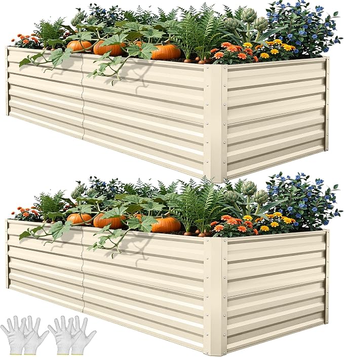YITAHOME 6x3x2ft 2pcs Large Raised Garden Bed Kit, Galvanized Metal Planter Box by YITAHOME