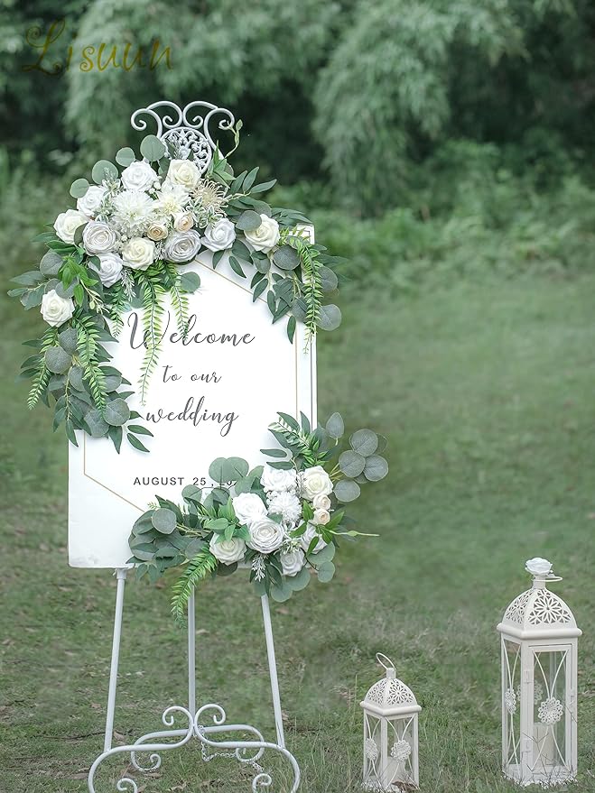 Artificial Flower Swag, Creamy White Silk Wedding Arch Decor, 40 Inch