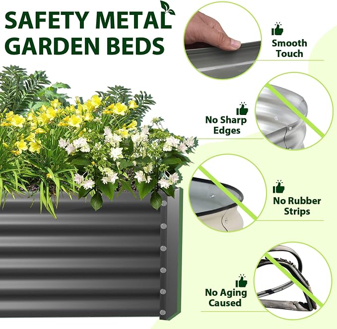A ANLEOLIFE 8X4X1.5ft Galvanized Raised Garden Bed Kit, Rectangular Large Metal - Image 4