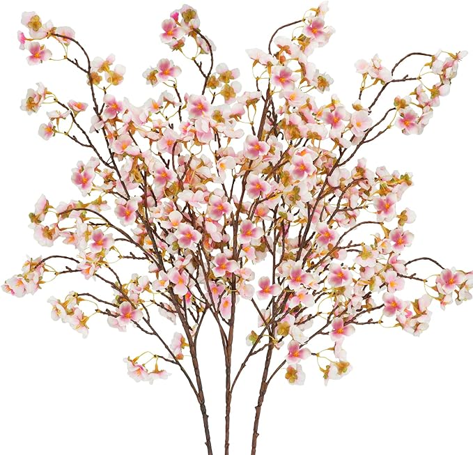 Artificial Cherry Blossom Branches, Pink Silk Flowers, 40.5 Inch