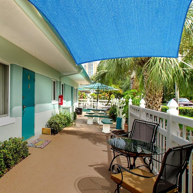 Eden's Decor Straight Flat-Edged Sun Shade Sail Rectangular 7' x 10' Blue - Image 5