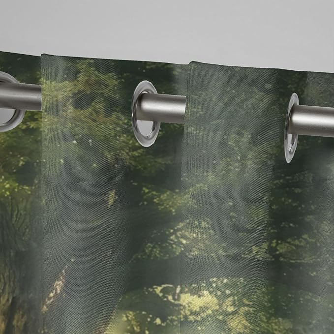 Fantasy Theme Waterproof Indoor/Outdoor Curtains, Forest Pattern, Grommet - Image 4