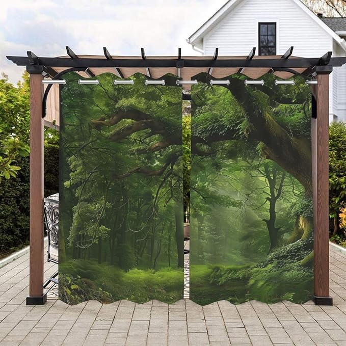 Nature Theme Waterproof Outdoor Curtains by Lirduipu