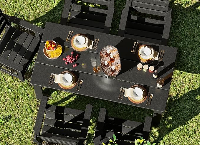GREENVINES 7-Piece Outdoor-Dining-Set | HDPE Plastic 67'' Table and Chairs Sets - Image 4