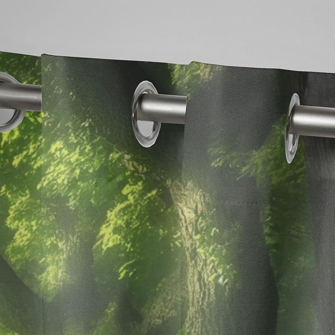 Forest Theme Waterproof Indoor/Outdoor Curtains, Dawn Trees Jungle Pattern - Image 4
