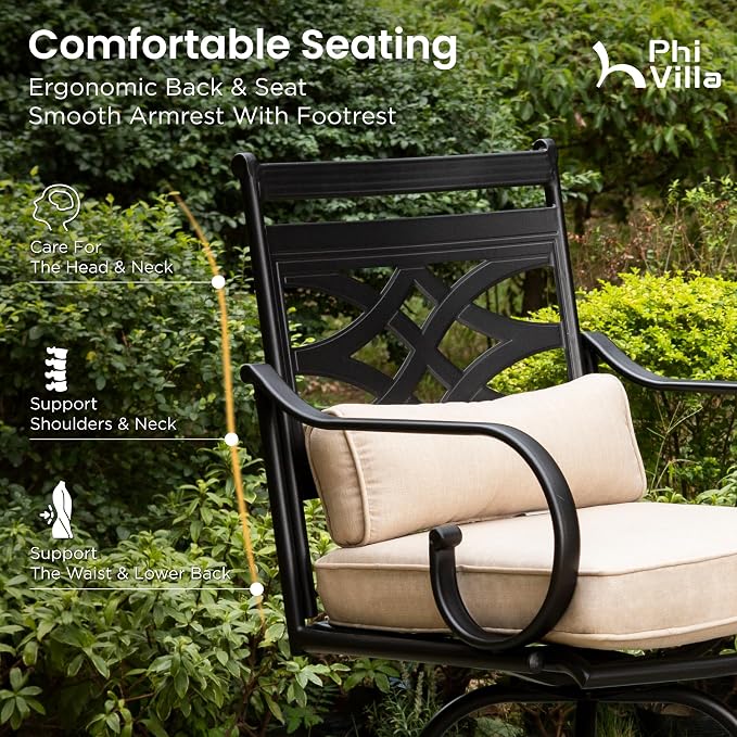 PHI VILLA Outdoor Swivel Bar Stools Set of 4，Patio Counter Height Bar Chairs - Image 4