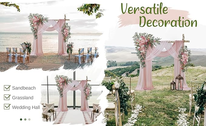 Artificial Flower Arch Decor Kit in Dusty Rose Silk with Drapes