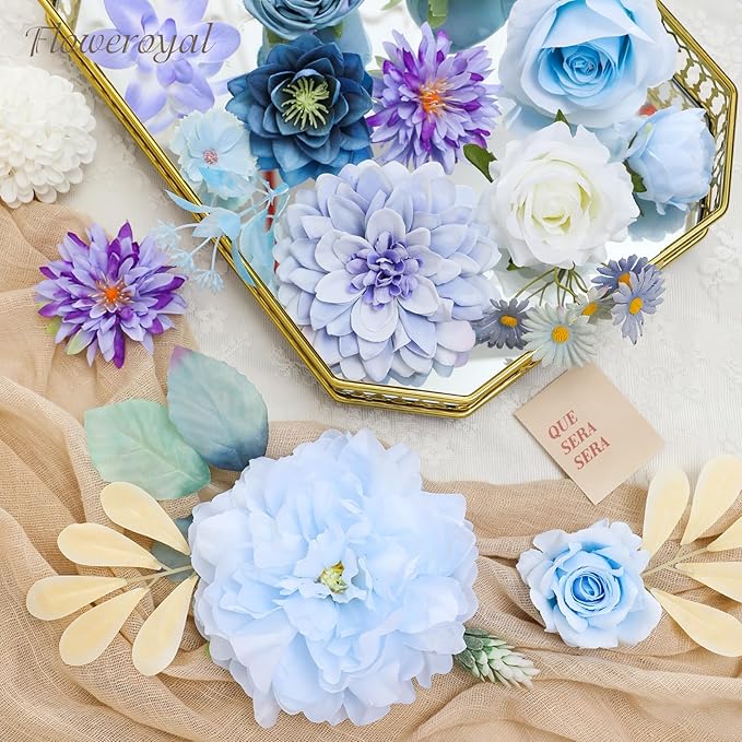 Artificial Flowers Purple Silk Flower Mix with Roses and Dahlias