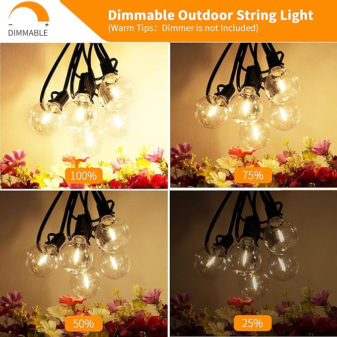 String Lights 200 FT Black G40 Waterproof Patio Lights
