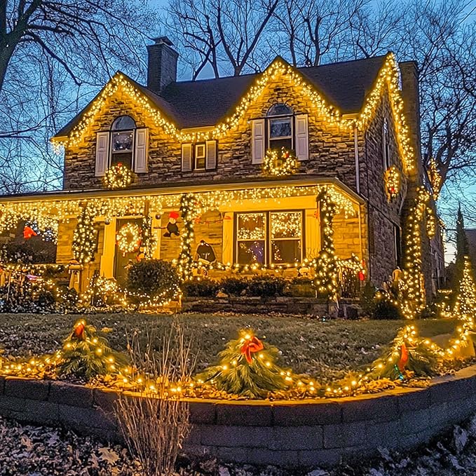 String Lights, 168 ft Warm White, 600 LEDs with Remote