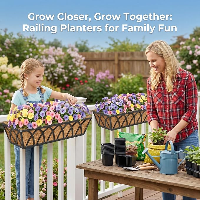 HFHOME 4 Pcs 30" Window Box Deck Railing Planter - Image 5