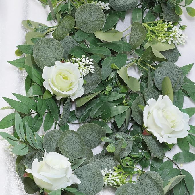 Artificial Eucalyptus Greenery Garland, 2 Pack, 6.5 Ft, White