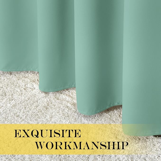 NICETOWN Aqua Blue Blackout Curtains 84 inch Length, Grommet Top Room Darkening - Image 6