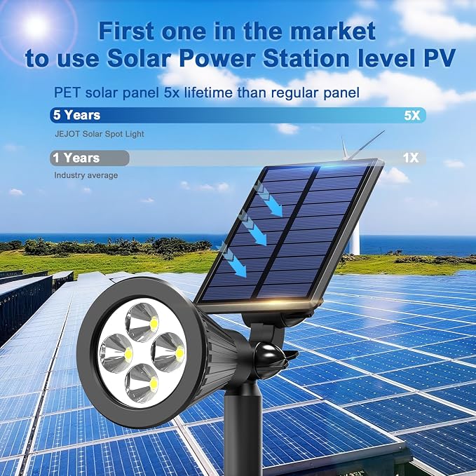 Solar Lights Outdoor Waterproof IP65, 3000K Super Bright LED, 2 Lighting Modes - Image 7