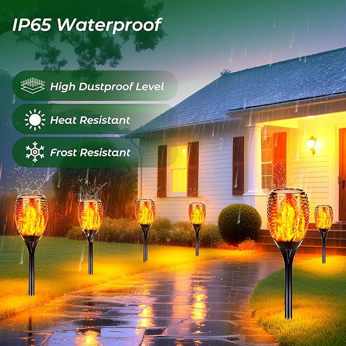 Torches 6 Pack Solar Flame Lights, 96 LED, 30.7 to 43 Inch Adjustable