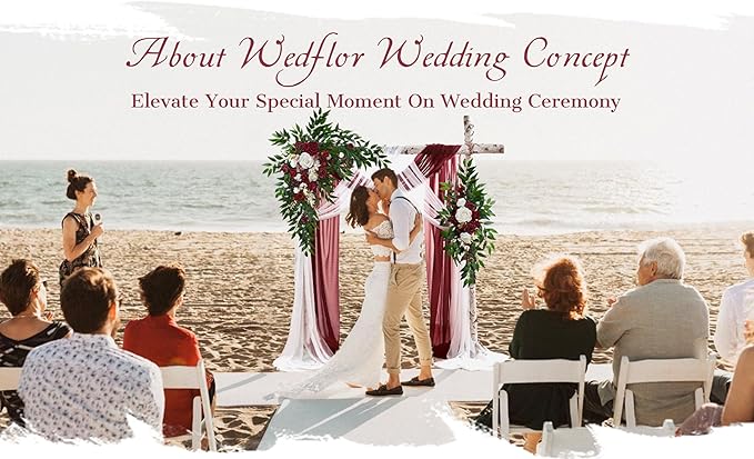 Artificial Flowers Marsala Silk Rose Wedding Arch Kit with Drapes